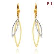 14K Two-Tone Gold Diamond-Cut Leverback Earrings