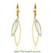 14K Two-Tone Gold Diamond-Cut Leverback Earrings