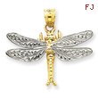 14k Two-Tone Gold Dragonfly Pendant