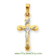 14K Two-Tone Gold INRI Hollow Crucifix Pendant