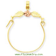 14K Two-Tone Gold Leaves With Flower Charm Holder