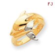 14K Two-tone Gold Polished Dolphin Ring