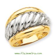 14K Two-Tone Gold Polished Twisted Dome Ring