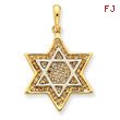 14K Two-Tone Gold Solid Open-Back Meshed Star of David Charm
