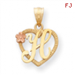 14k Two-Tone Initial H in Heart Charm