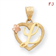 14k Two-Tone Initial L in Heart Charm