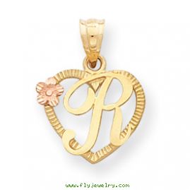 14k Two-Tone Initial R in Heart Charm