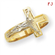 14k Two-tone Polished & Diamond-Cut Mens Crucifix Ring