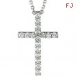 14K White 1/6 CTTW PETITE DIAMOND CROSS WITH CHAIN Petite Diamond Cross W/chain