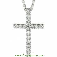 14K White 1/6 CTTW PETITE DIAMOND CROSS WITH CHAIN Petite Diamond Cross W/chain