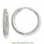 14K White Gold 1 1/2Ctw Circle Hoop Diamond Earrings