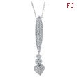 14K White Gold 1.0ct Diamond Dangling Triple Heart Pendant On Cable Chain Necklace