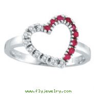 14K White Gold .13ct Diamond & .14ct Pink Sapphire Heart Ring