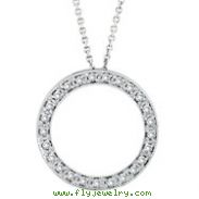 14K White Gold .25ct Diamond Circle Pendant Necklace SI1-SI2 G-H