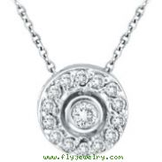 14K White Gold .25ct Diamond Circular Pendant Necklace