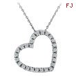 14K White Gold .25ct Diamond Slanted Heart Pendant On Cable Chain Necklace G-H SI1-SI2
