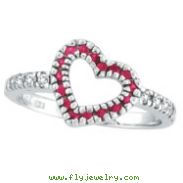 14K White Gold .25ct Pink Sapphire & .19ct Diamond Heart-Shaped Ring