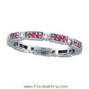 14K White Gold .28ct Diamond And Pink Sapphire Eternity Band Stackable Ring