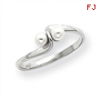 14k White Gold 3mm Pearl Ring