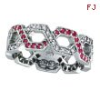 14K White Gold .41ct Pink Sapphire & .34ct Diamond Twisted Open Hexagonal-Shaped Eternity Ring