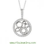 14K White Gold .51ct Diamond Pendant Circle Cluster Necklace SI1-SI2 G-H
