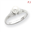 14k White Gold 5mm Pearl Ring