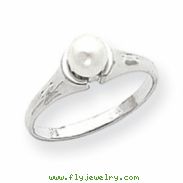 14k White Gold 5mm Pearl Ring