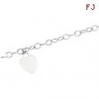 14K White Gold 7.5 Inch Hollow Link Heart Charm Bracelet