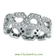 14K White Gold .75ct Diamond Open Hexagon-Shaped Eternity Ring