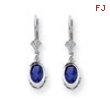 14k White Gold 7x5mm Oval Sapphire leverback earring