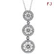 14K White Gold .86ct Diamond Triple Circle Pendant On Cable Chain Necklace
