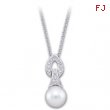 14K White Gold 8mm Freshwater Cultured Pearl And Diamond Necklace