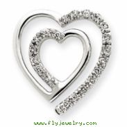 14k White Gold AA Quality Completed Diamond Vintage Heart Pendant