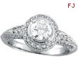 14K White Gold Antique Style 1.08ct Diamonds Around and .65ct Center Diamond Engagement Ring