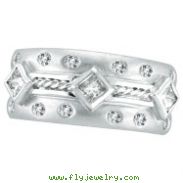 14K White Gold Antique Style .69ct Pave Diamond Ring Band