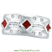14K White Gold Antique Style Ruby & .22ct Diamond Fashion Ring