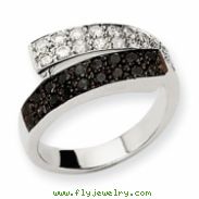 14k White Gold Black & White AA Diamond Ring