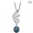 14K White Gold Black Cultured Pearl And Diamond Necklace