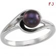 14K White Gold Black Cultured Pearl Ring