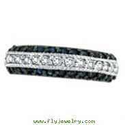14K White Gold Blue Sapphire & .29ct Diamond Fashion 3-Tier Ring