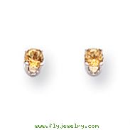 14K White Gold Citrine Stud Earrings