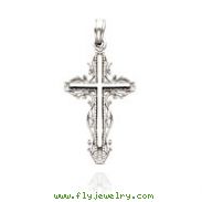 14K White Gold Cross with Lace-Like Trim Pendant