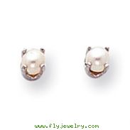 14K White Gold Cultured Pearl Stud Earrings