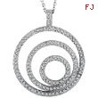 14K White Gold Designer 1.0ct Diamond 3-Circle Pendant On Cable Chain Necklace