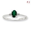 14K White Gold Diamond & Emerald May Birthstone Ring