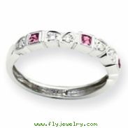 14k White Gold Diamond & Ruby Ring