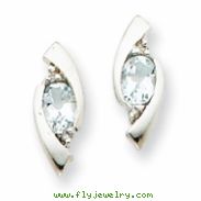 14k White Gold Diamond and Aquamarine Earrings