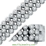 14K White Gold Diamond Bezel Tri-Row Bracelet