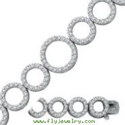 14K White Gold Diamond Circle Link Bracelet
