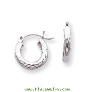 14K White Gold Diamond-Cut 3x14mm Round Hoop Earrings